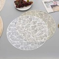 Pikkukuva 4 / 4: Ginkgo Biloba PVC-pyöreät paikka-alustat, 4 kappaleen pakkaus, lämmönkestävät liukumattomat paikka-alustat kodin keittiöön (hopea)