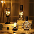 Miniatyrbillede 4 af 6: Sort metaltrådsbordlampe, moderne jernkurv-stil nattelys,