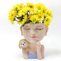 Miniatyrbillede 2 af 5: Hvalpepige Blomsterpot Dipper Kreativ Harpiks Multi-kød Pot