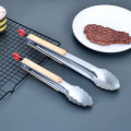 Miniatyrbilde 5 av 5: Tenger av tre med rustfritt stål (12\"\") - Grilltenger, enkle å rengjøre og holde, trehåndtak varmebestandige rustfrie stålmattenger, redskaper