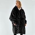Miniatyrbillede 5 af 5: Tyk, doven tæppe til mænd og kvinder, hættepyjamas, varmt tøj, plysset tv-tæppe, løst navy blue size: one size