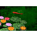 Miniatyrbillede 2 af 8: Lotus blad kunstig flydende skum lotus blad kunstig blad fisk