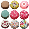 Miniatyrbillede 2 af 3: Bagt form kage bundbakke 100 stk kage papirbakke farve trykt muffin kop kage papir kop (Kanin gul)