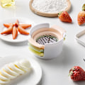Miniatyrbild 5 av 5: Vit 3 i 1 rostfritt stål äggskärare - Lämplig för att skära kokta ägg (10,5*5,5 cm), jordgubbar, kiwi -