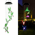 Miniatyrbillede 1 af 8: LED solcelledrevne vindklokker udendørs, farveskiftende kolibri vindklokker til