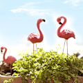 Miniatyrbillede 4 af 5: 4 Flamingoer Pendulum Resin Havepotte Dyr Indsætninger Mikro