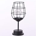 Miniatyrbillede 3 af 6: Sort metaltrådsbordlampe, moderne jernkurv-stil nattelys,