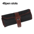 Miniatyrbilde 2 av 5: Vintage-stil rullet skinnpennveske med 48 rom