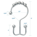 Miniatyrbillede 3 af 8: Bruseforhængskroge Ringe, Rustfrit Dobbelt Glide Metal Brusekroge til