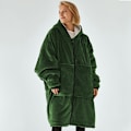Miniatyrbillede 4 af 5: Tykt, dovent tæppe til mænd og kvinder, hættepyjamas, varmt tøj, plysset tv-tæppe, løst Mint Green size: one size