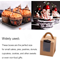 Miniatyrbillede 5 af 5: 25 stk. (brune) bærbare cupcake-æsker, individuelle cupcake-æsker med vindue, med PVC-indsats og håndtag og display-vindue, til fødselsdagsfest bryllup