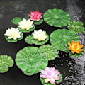 Miniatyrbillede 6 af 8: Lotus blad kunstig flydende skum lotus blad kunstig blad fisk