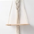 Miniatyrbild 6 av 8: Macrame väggdekoration i trä, boho väggdekoration gobeläng växtkruka