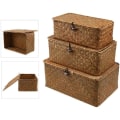 Miniatyrbillede 7 af 8: Flettet kurv Fletkurv med låg Søgræs Vasketøj Rattan Organizer Box til