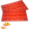 Miniatyrbillede 2 af 5: (15 hulrum, rød mursten) mini silikone Madeleine form Sæt med 2, non-stick Madeleine form Chokolade muffin form Madeleine Mousse