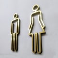 Miniatyrbillede 1 af 4: 2 sæt tredimensionelle hule toiletskilte, kreativt toilethus, toiletskilt, toiletskilt