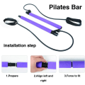 Miniatyrbilde 3 av 7: Bærbar Yoga Pilates Bar Kit, Pilates Utstyr med Motstandsbånd Bar Lilla