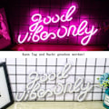 Miniatyrbild 3 av 5: Good Vibes Only Ljusreklam Rosa LED Ord Ljusskylt Neonljus Akryl