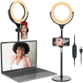 Miniatyrbilde 1 av 5: Ringlys for bærbar PC videokonferanselys, LED-ringlys med stativ og