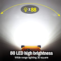 Miniatyrbillede 3 af 7: Genopladelig LED-projektør, 80W arbejdslampe med solpanel, sikkerhed