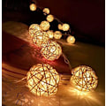 Pikkukuva 5 / 7: Rattan-keijut valot aurinko lämmin valkoinen, 20 LEDS 5M 8Modes ulkokeijut valot