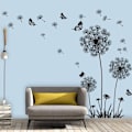 Miniatyrbild 5 av 6: Maskros väggdekaler, blomväggdekaler, fjärilar, flygande väggdekor