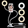Miniatyrbillede 2 af 8: Led selfie lys med mobilholder, 3 lystilstande og 10 lysstyrkeniveauer LED