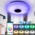 Miniatyrbilde 1 av 6: 28W LED-musikktaklampe RGBW dimbar Bluetooth-høyttaler APP-kontroll