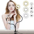 Miniatyrbillede 1 af 8: Concept 2 i 1 LED Selfie ring lys bordmontering lys iPhone Holder med