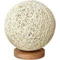 Miniatyrbillede 1 af 7: Romantisk bordlampe i massivt træ, sengelampe, rattan kugle, rund lampeskærm