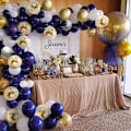 Miniatyrbillede 5 af 5: Balloner Blå Hvid Guld Helium Balloner 30 cm Metallic Konfetti Latex Ballon a