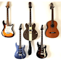 Miniatyrbild 6 av 6: Gitarrväggfäste, 2-pack Moodve gitarrformad metall svart gitarrkrok stativ för