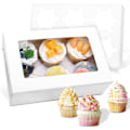 Miniatyrbillede 1 af 5: Sæt med 5 cupcake-æsker 6 huller Hvid, 24 x 16 x 7,6 cm (9,45 x 6,3 x 3\")
