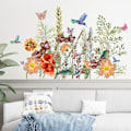 Miniatyrbilde 3 av 7: Grønt gress blomst sommerfugl hjørne klistremerke baseboard listverk linje vegg klistremerke