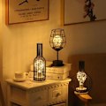 Miniatyrbillede 5 af 6: Sort metaltrådsbordlampe, moderne jernkurv-stil nattelys,