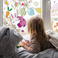 Miniatyrbild 7 av 7: 126 st påskfönsterdekaler, söta äggkaninmorotsdekaler för påsk