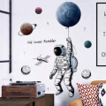 Miniatyrbild 3 av 6: Väggklistermärke I barnrum pojke planet rymdmåne klistermärke I väggdekoration för