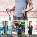 Miniatyrbild 5 av 5: Enhandsgrepp, latsdrag handtag för fitnessband set, idealisk för träning blå
