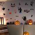 Miniatyrbillede 3 af 7: 2 sæt Halloween sjove slot flagermus sort kat palme stue hjem