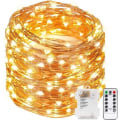 Miniatyrbilde 1 av 8: 10M 100 LED-lys med fjernkontroll og timer 8 moduser dimbar batteri