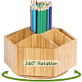 Miniatyrbillede 1 af 7: Roterende bambus kunstforsyninger arrangør 7 sektioner rummer 350+