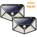 Miniatyrbillede 1 af 8: Pakke med 2 solcellelamper til udendørs brug, 100 LED superlys solcellelampe til