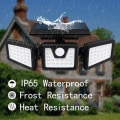 Miniatyrbillede 8 af 8: Solcelledrevne lamper til udendørs brug med bevægelsessensor, 74 LED udendørs spotlights, super lyse