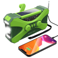 Miniatyrbild 1 av 5: 10000mAh solardriven nödradio med vev, med handvevsströmgenerering, ficklampa, USB-multifunktionsradio, grön green
