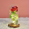Miniatyrbillede 6 af 6: Skønheden og Udyret roser, evige roser og LED-lys under glaskupplen.