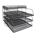 Miniatyrbillede 10 af 10: 4 stk. Filhylde Stabelbar Adskillelig Mesh Huldesign Stor Kapacitet Nem Installation Skrivebords Filopbevaring Holdere