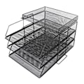 Miniatyrbillede 7 af 10: 4 stk. Filhylde Stabelbar Adskillelig Mesh Huldesign Stor Kapacitet Nem Installation Skrivebords Filopbevaring Holdere