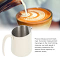 Miniatyrbillede 7 af 8: Mælkeskumningskande 304 Rustfrit Stål Flødekande Latte Art Kaffe Dampkande med Skrå Tud og Skala til Cafe Køkken 500ML Beige