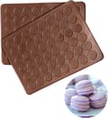 Two-Piece Macaron Baking Mat Set - Kitchen Utensils - Baking Mats - Suitable for Macarons/Bread/Desserts - Silicone - Brown