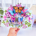 Miniatyrbild 1 av 10: Unikt 3D Pop Up-kort - Fjärilar i naturen & Fjärilsblommönster för fru, flickvän, mamma, mormor - Till födelsedag, årsdag, mors dag